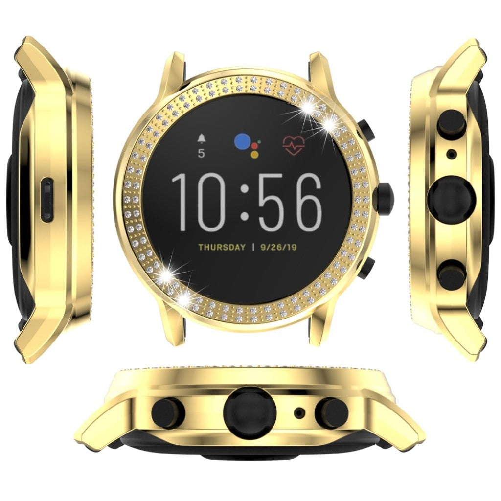 Fossil Gen 5 Carlyle HR  Rhinsten og Silikone Bumper  - Guld#serie_6