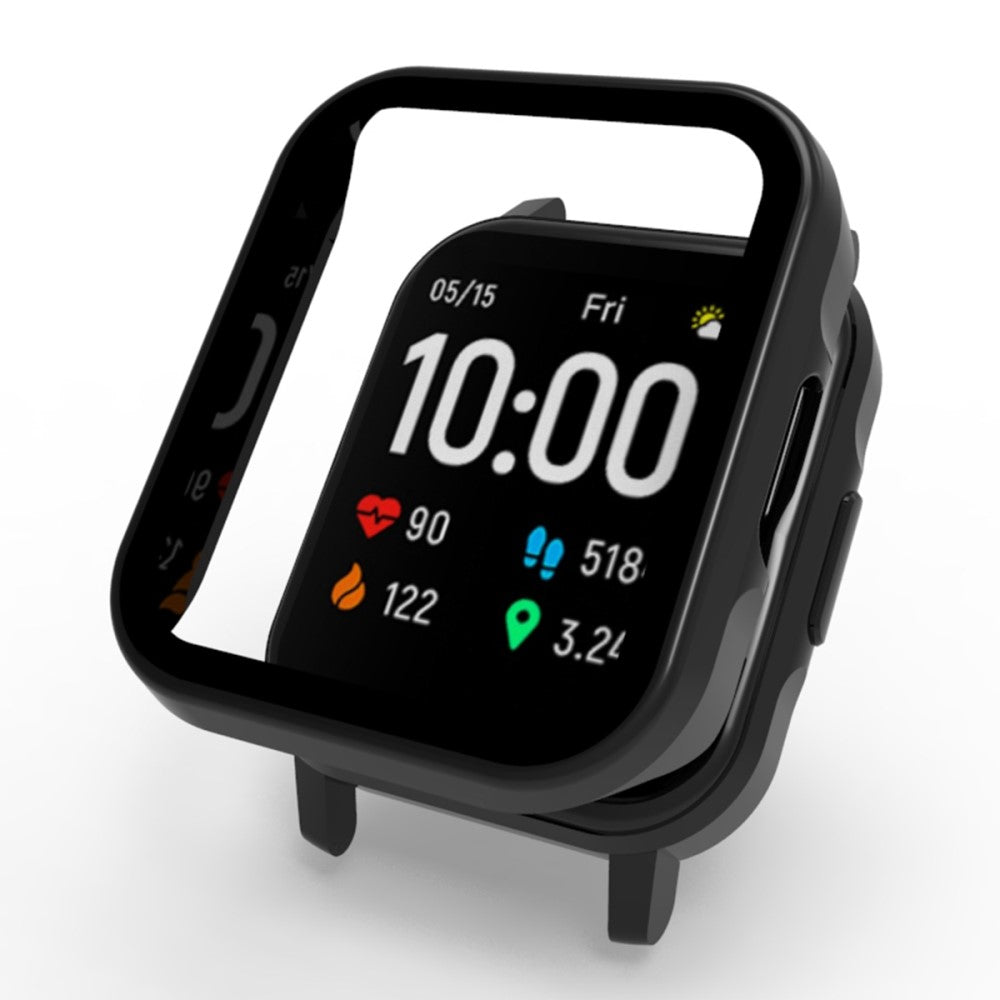 Vildt Flot Haylou SmartWatch LS02 Cover med Skærmbeskytter i Plastik og Hærdet Glas - Sort#serie_2